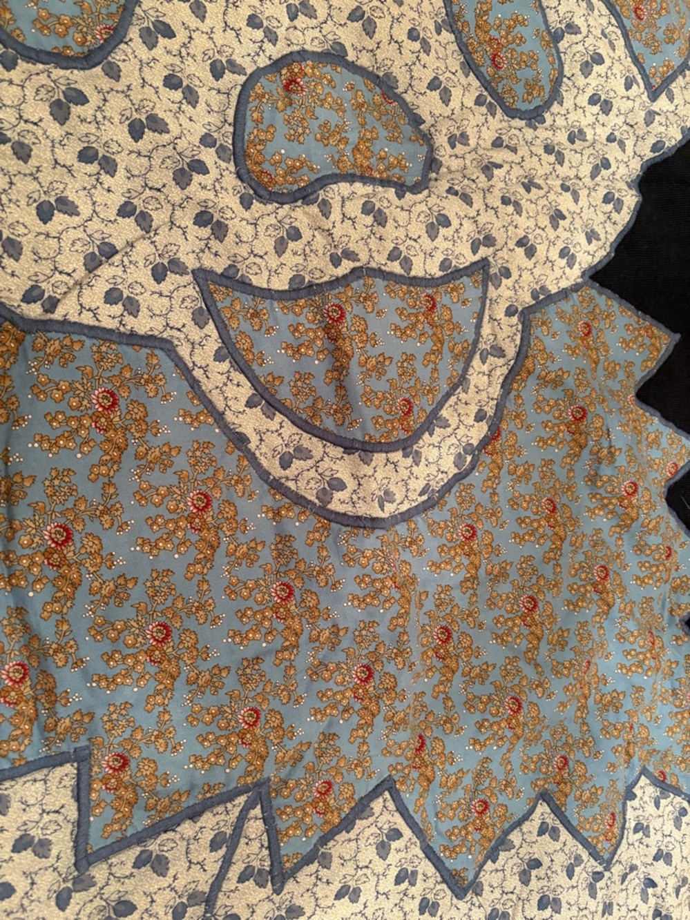 Plush Grateful Dead dancing bear patchwork Quilt - blues - Picture 3 of 4